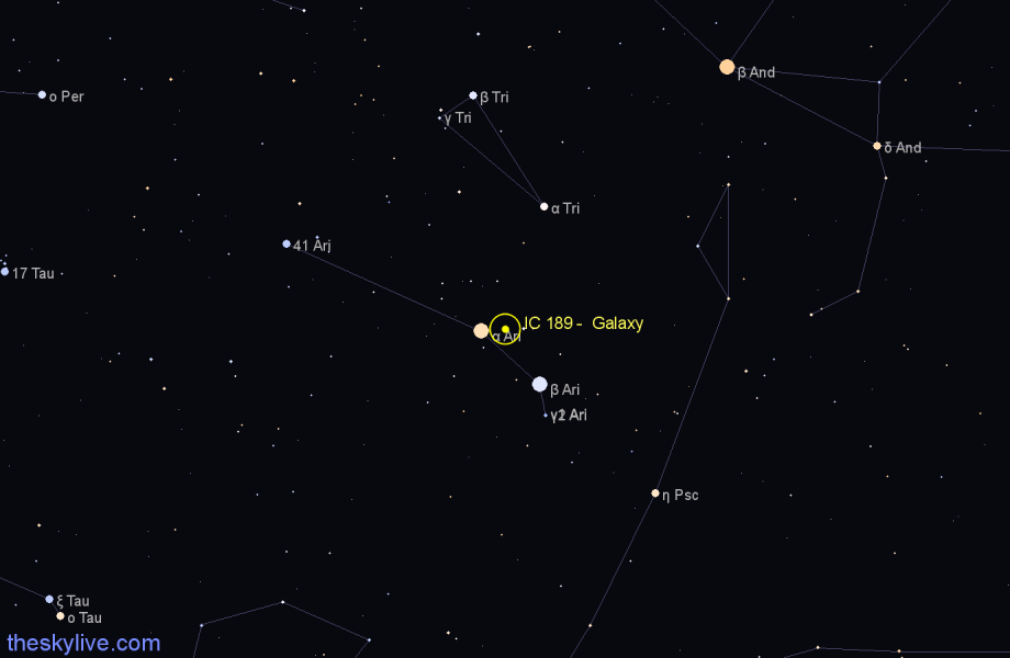 Finder chart IC 189 - Galaxy in Aries star