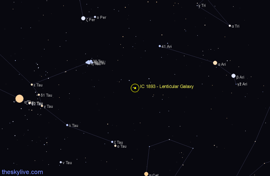 Finder chart IC 1893 - Lenticular Galaxy in Aries star