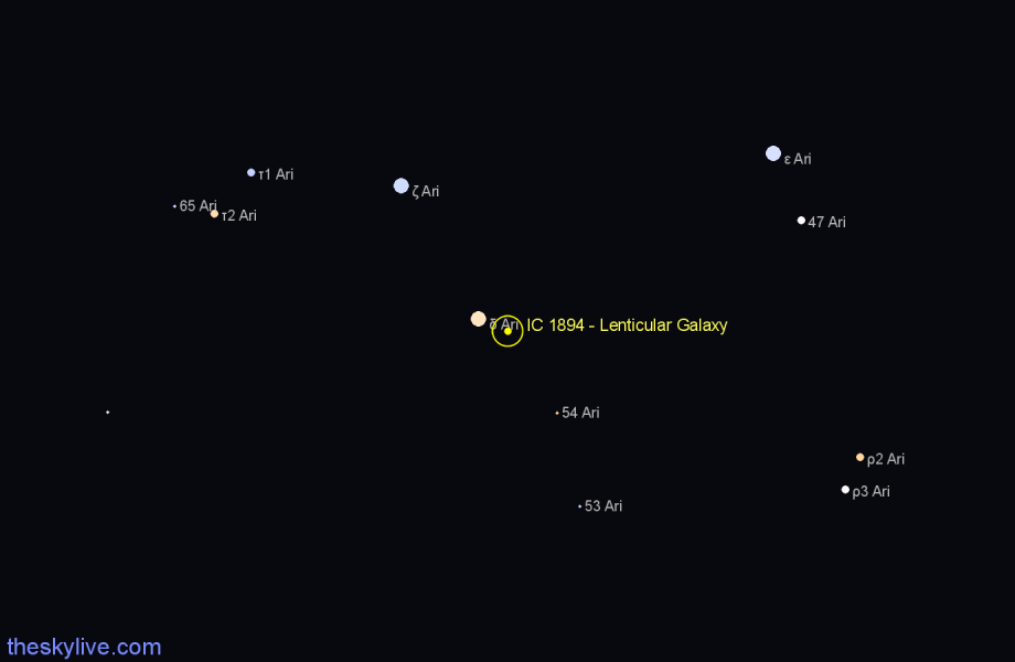 Finder chart IC 1894 - Lenticular Galaxy in Aries star