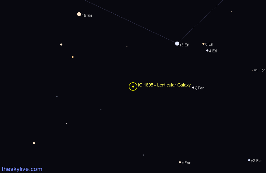 Finder chart IC 1895 - Lenticular Galaxy in Fornax star