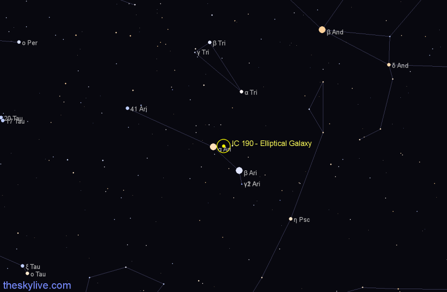 Finder chart IC 190 - Elliptical Galaxy in Aries star