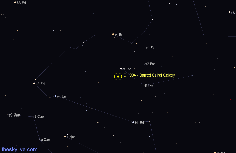 Finder chart IC 1904 - Barred Spiral Galaxy in Fornax star