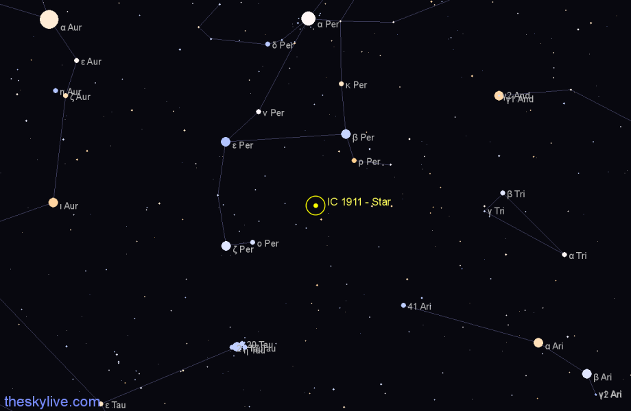 Finder chart IC 1911 - Star in Perseus star