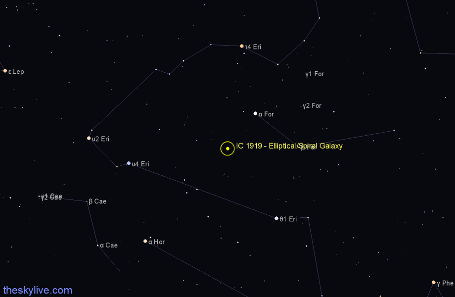 Finder chart IC 1919 - Elliptical/Spiral Galaxy in Fornax star