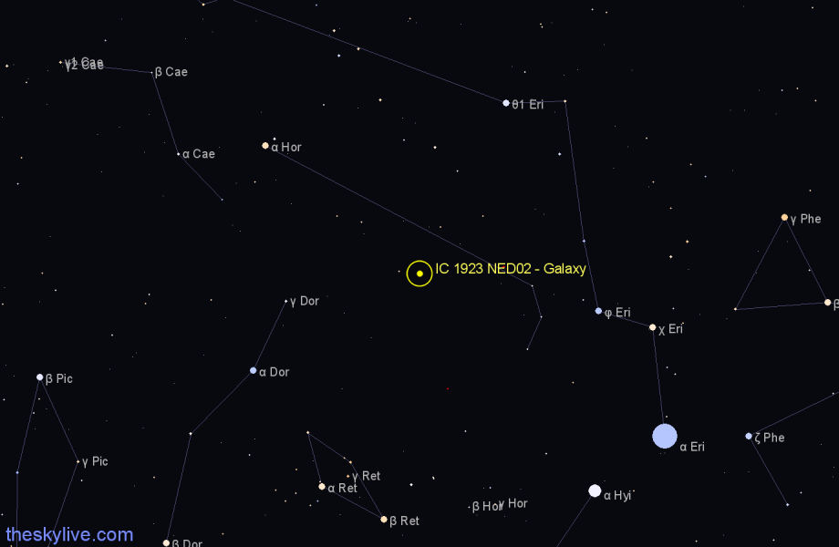 Finder chart IC 1923 NED02 - Galaxy in Horologium star