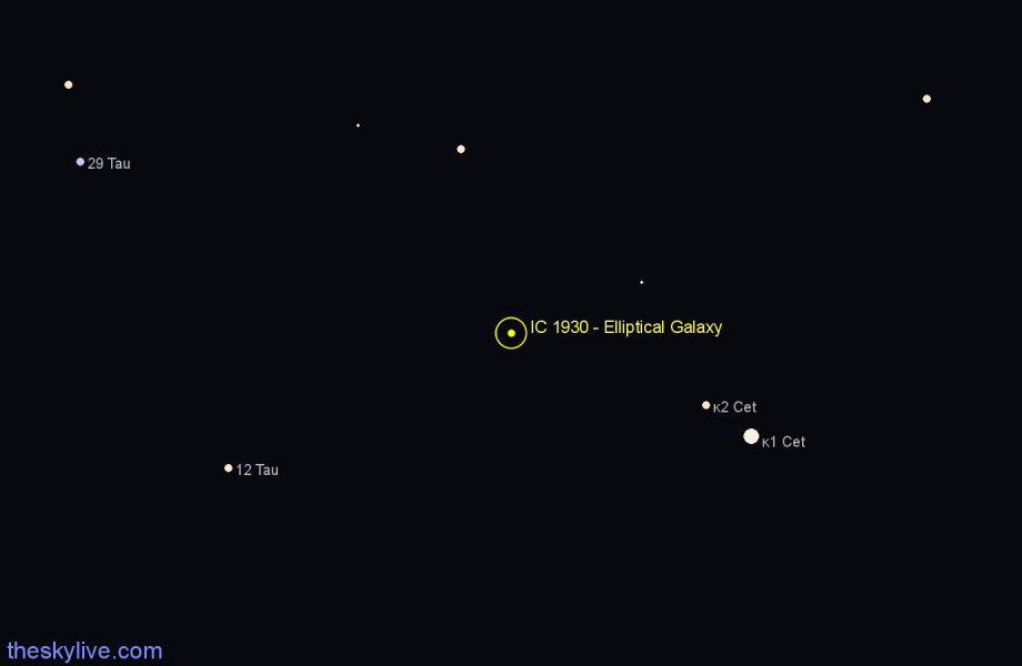 Finder chart IC 1930 - Elliptical Galaxy in Taurus star