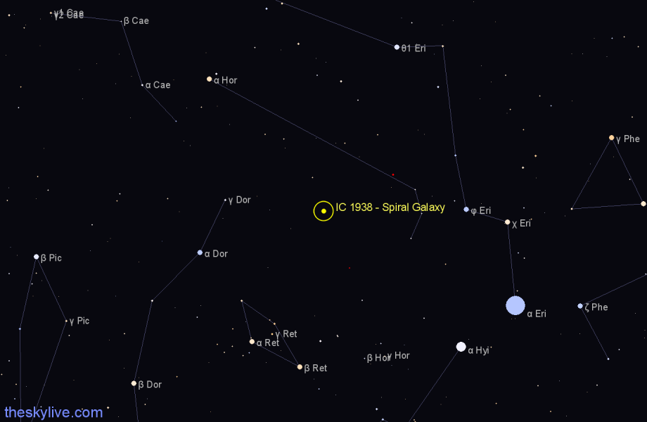 Finder chart IC 1938 - Spiral Galaxy in Horologium star