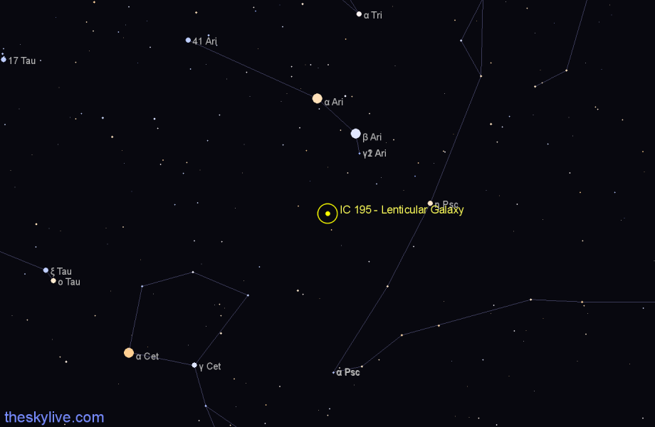 Finder chart IC 195 - Lenticular Galaxy in Aries star