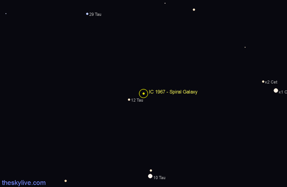 Finder chart IC 1967 - Spiral Galaxy in Taurus star