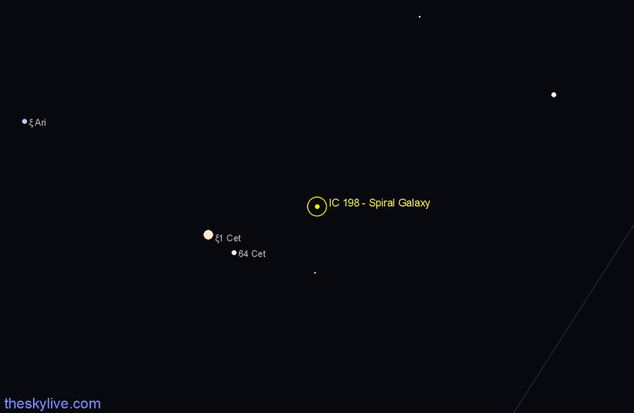 Finder chart IC 198 - Spiral Galaxy in Cetus star