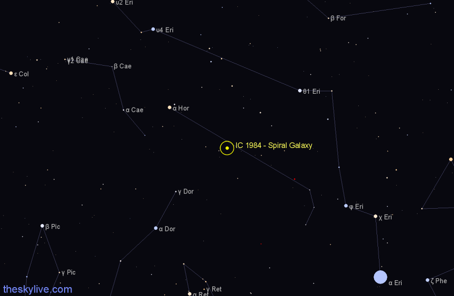 Finder chart IC 1984 - Spiral Galaxy in Horologium star