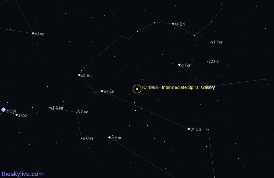 Finder chart IC 1993 - Intermediate Spiral Galaxy in Fornax star