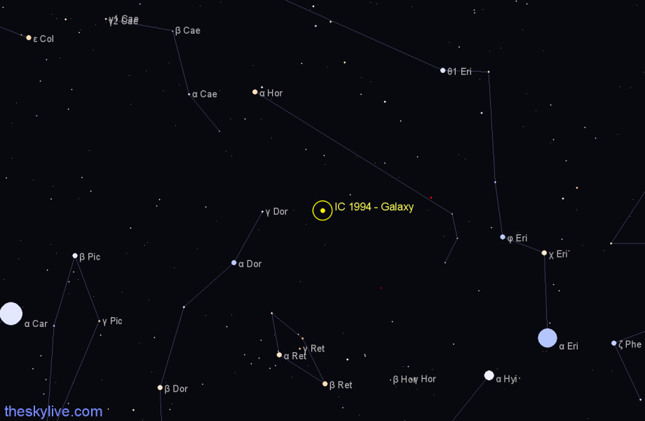 Finder chart IC 1994 - Galaxy in Horologium star