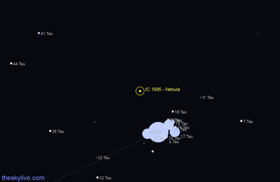 Finder chart IC 1995 - Nebula in Taurus star