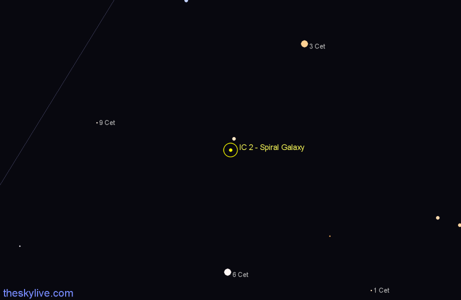 Finder chart IC 2 - Spiral Galaxy in Cetus star