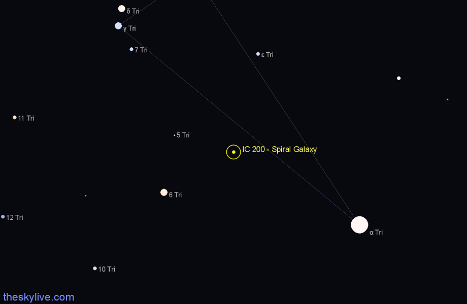 Finder chart IC 200 - Spiral Galaxy in Triangulum star