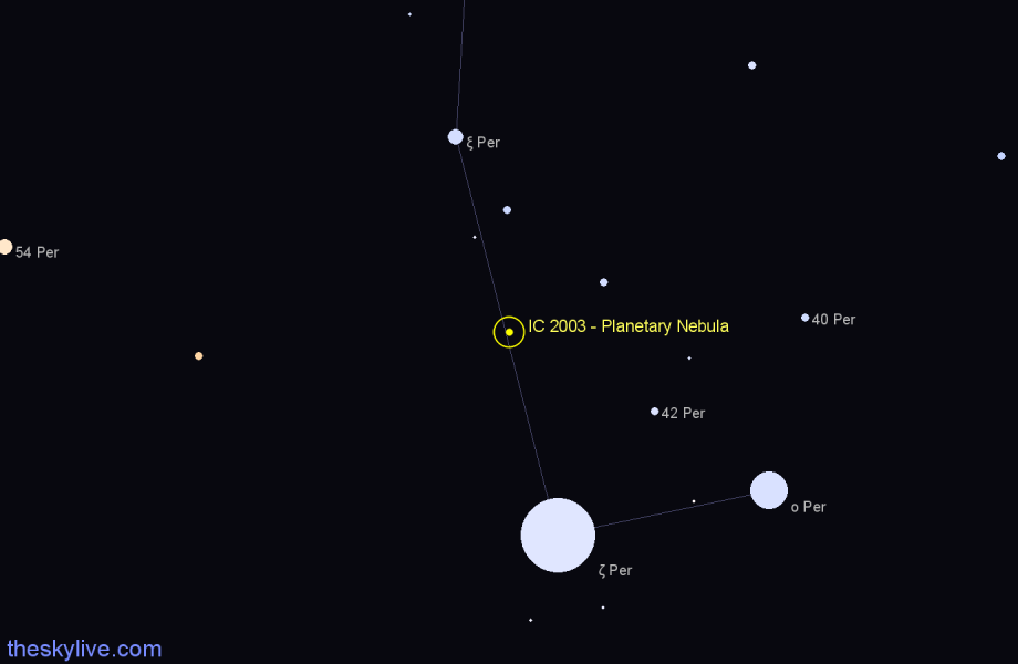 Finder chart IC 2003 - Planetary Nebula in Perseus star