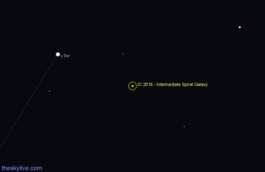 Finder chart IC 2018 - Intermediate Spiral Galaxy in Dorado star