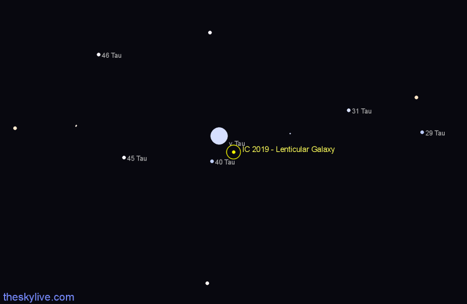 Finder chart IC 2019 - Lenticular Galaxy in Taurus star