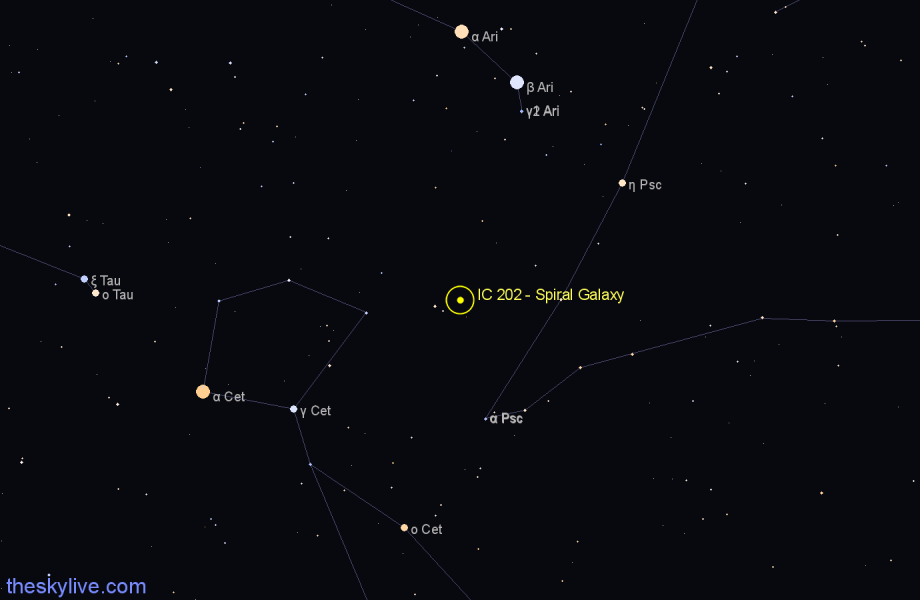 Finder chart IC 202 - Spiral Galaxy in Cetus star