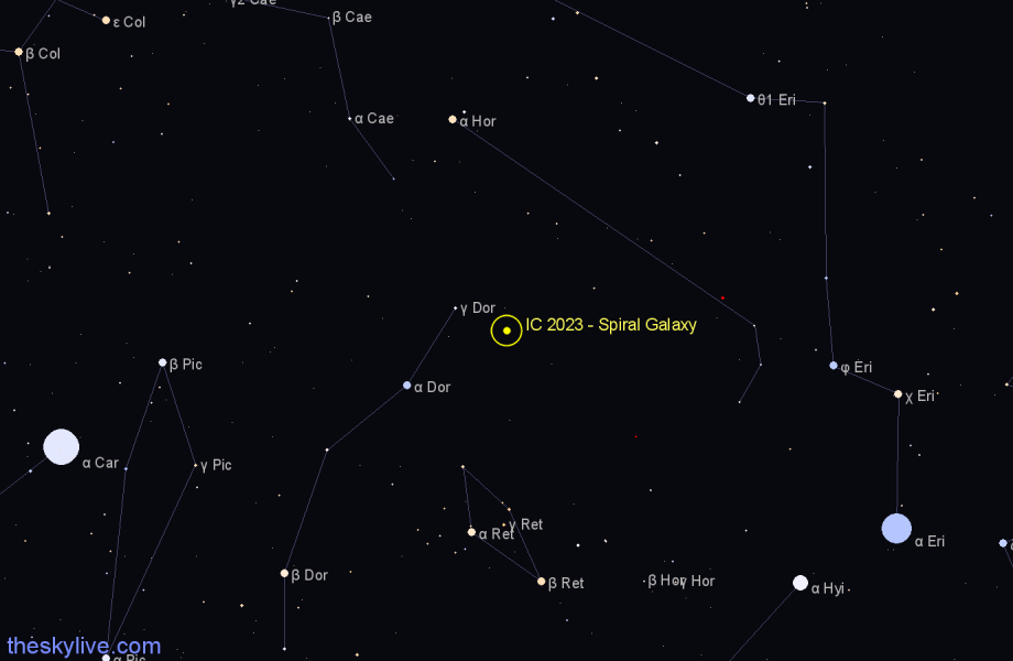 Finder chart IC 2023 - Spiral Galaxy in Dorado star