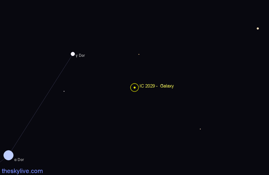 Finder chart IC 2029 -  Galaxy in Dorado star