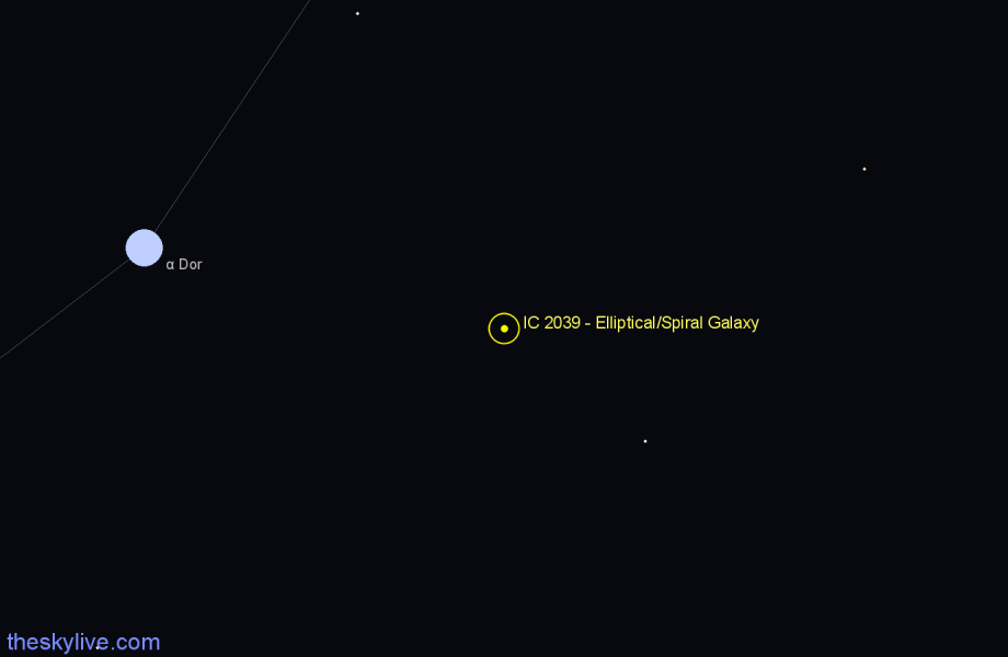 Finder chart IC 2039 - Elliptical/Spiral Galaxy in Dorado star