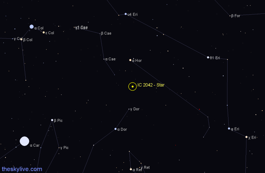 Finder chart IC 2042 - Star in Horologium star