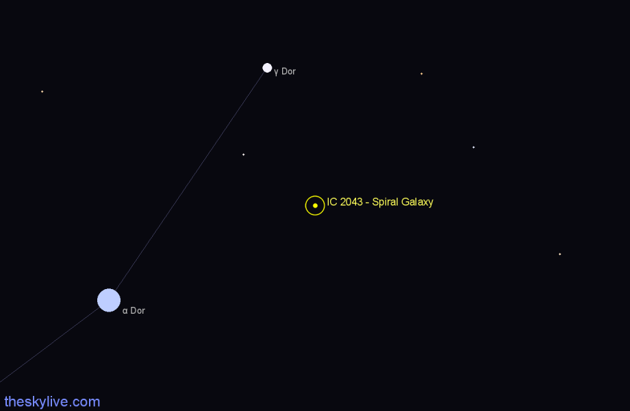 Finder chart IC 2043 - Spiral Galaxy in Dorado star