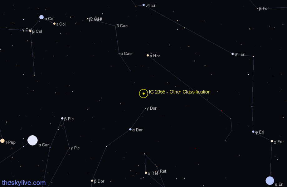Finder chart IC 2055 - Other Classification in Dorado star