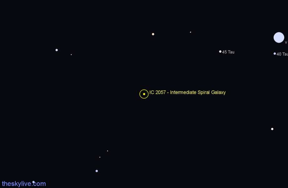 Finder chart IC 2057 - Intermediate Spiral Galaxy in Taurus star
