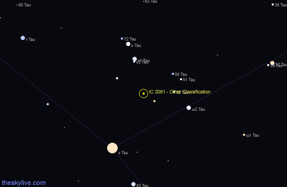 Finder chart IC 2061 - Other Classification in Taurus star