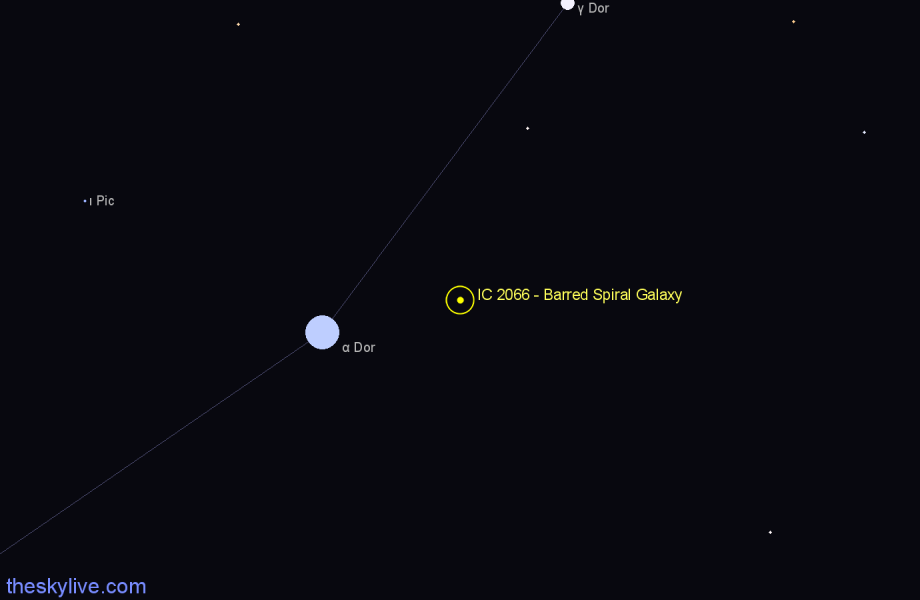 Finder chart IC 2066 - Barred Spiral Galaxy in Dorado star