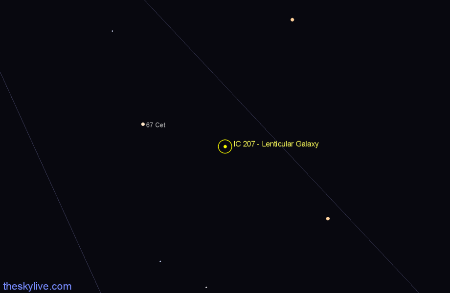 Finder chart IC 207 - Lenticular Galaxy in Cetus star