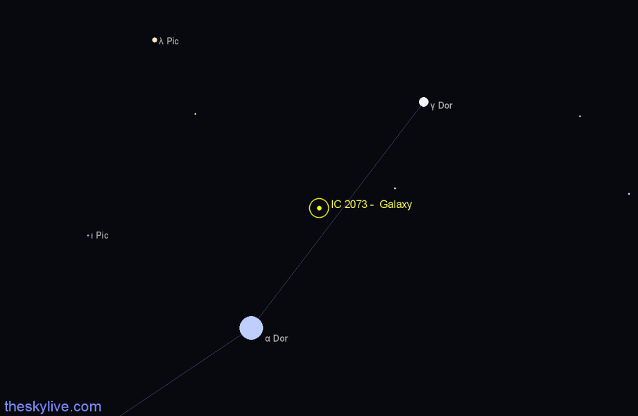 Finder chart IC 2073 -  Galaxy in Dorado star
