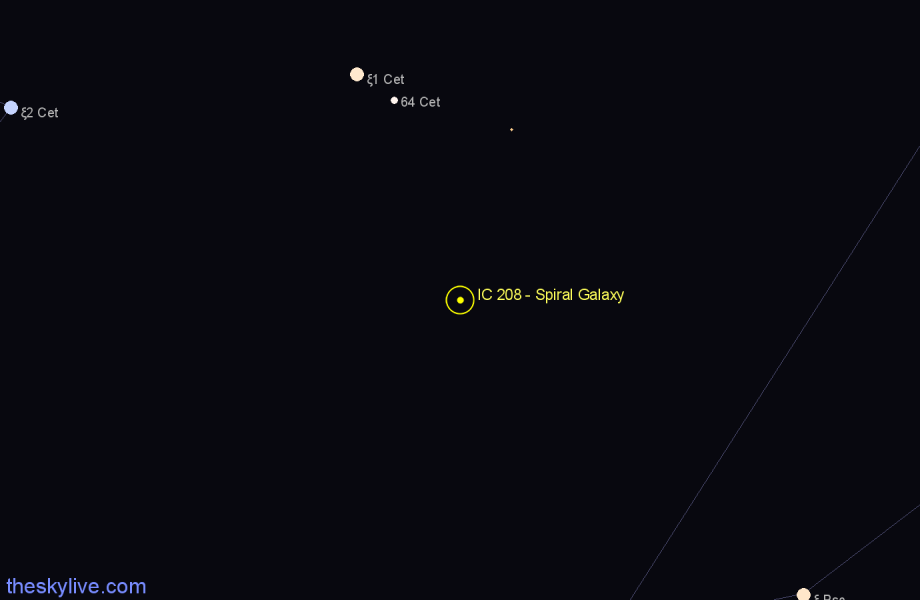 Finder chart IC 208 - Spiral Galaxy in Cetus star