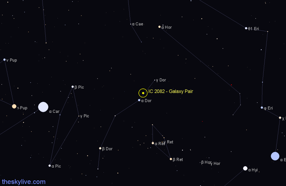 Finder chart IC 2082 - Galaxy Pair in Dorado star
