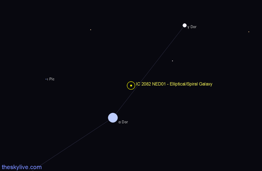 Finder chart IC 2082 NED01 - Elliptical/Spiral Galaxy in Dorado star