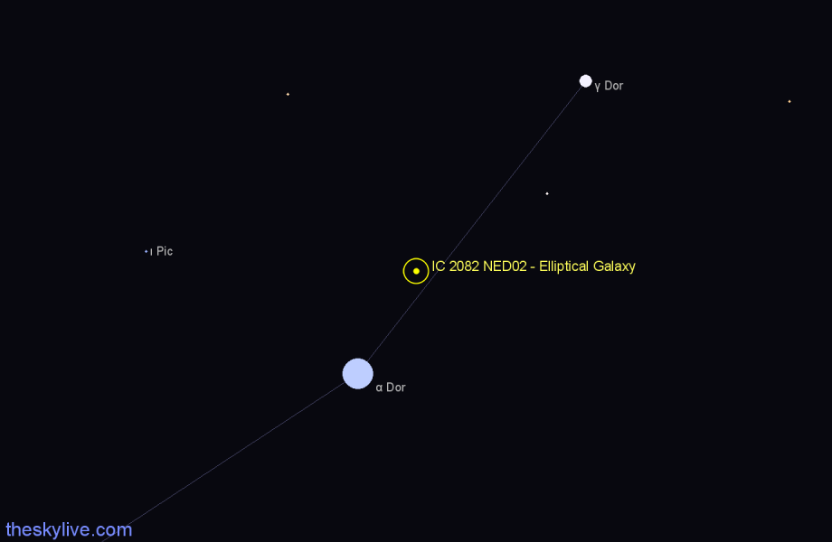 Finder chart IC 2082 NED02 - Elliptical Galaxy in Dorado star