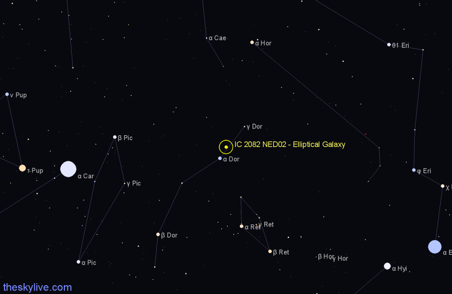 Finder chart IC 2082 NED02 - Elliptical Galaxy in Dorado star