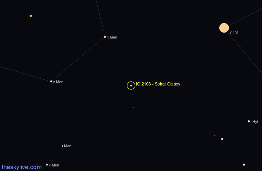 Finder chart IC 2103 - Spiral Galaxy in Mensa star