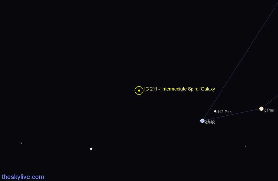 Finder chart IC 211 - Intermediate Spiral Galaxy in Cetus star