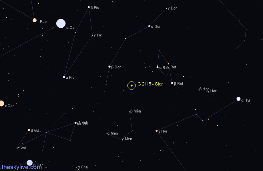 Finder chart IC 2115 - Star in Dorado star
