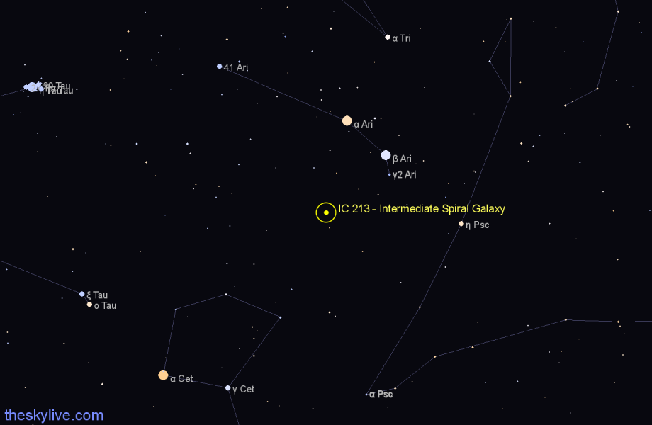 Finder chart IC 213 - Intermediate Spiral Galaxy in Aries star