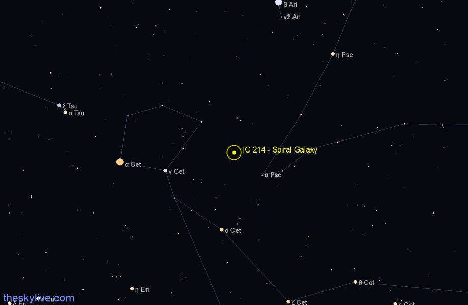 Finder chart IC 214 - Spiral Galaxy in Cetus star