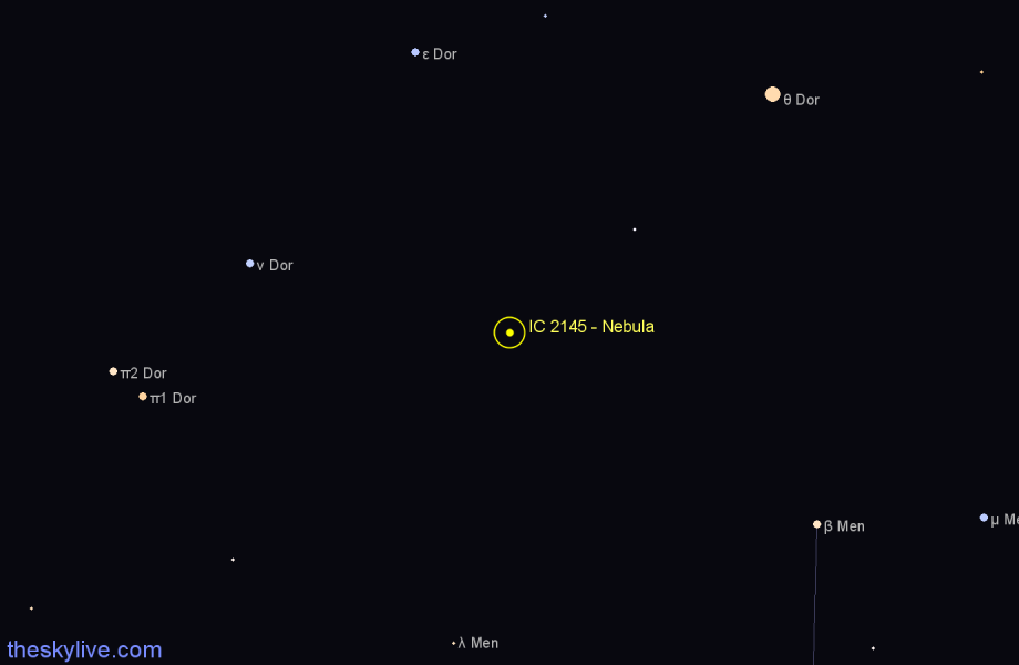 Finder chart IC 2145 - Nebula in Dorado star