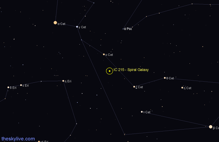 Finder chart IC 215 - Spiral Galaxy in Cetus star
