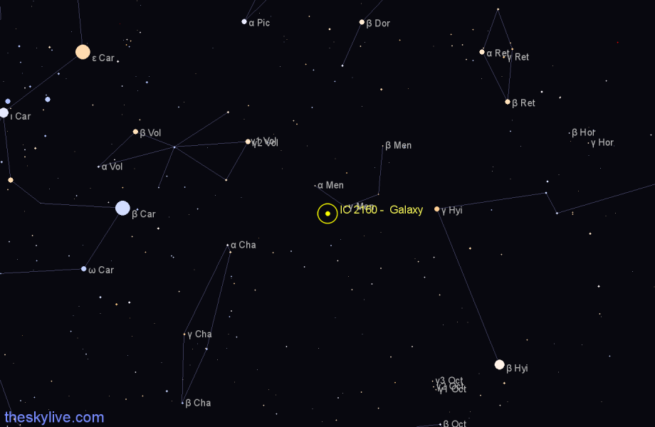 Finder chart IC 2160 -  Galaxy in Mensa star