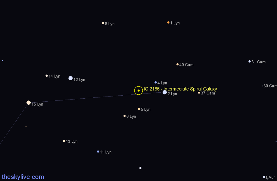 Finder chart IC 2166 - Intermediate Spiral Galaxy in Lynx star