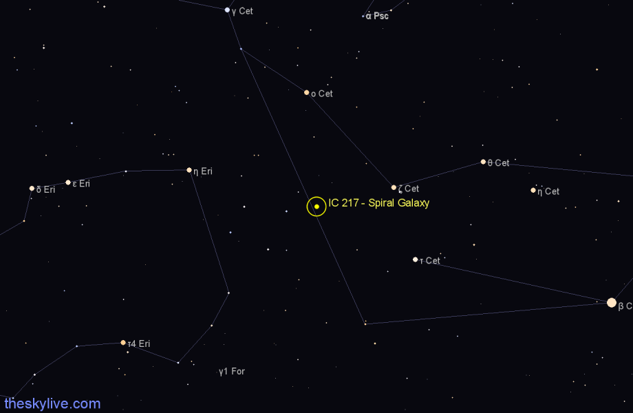 Finder chart IC 217 - Spiral Galaxy in Cetus star